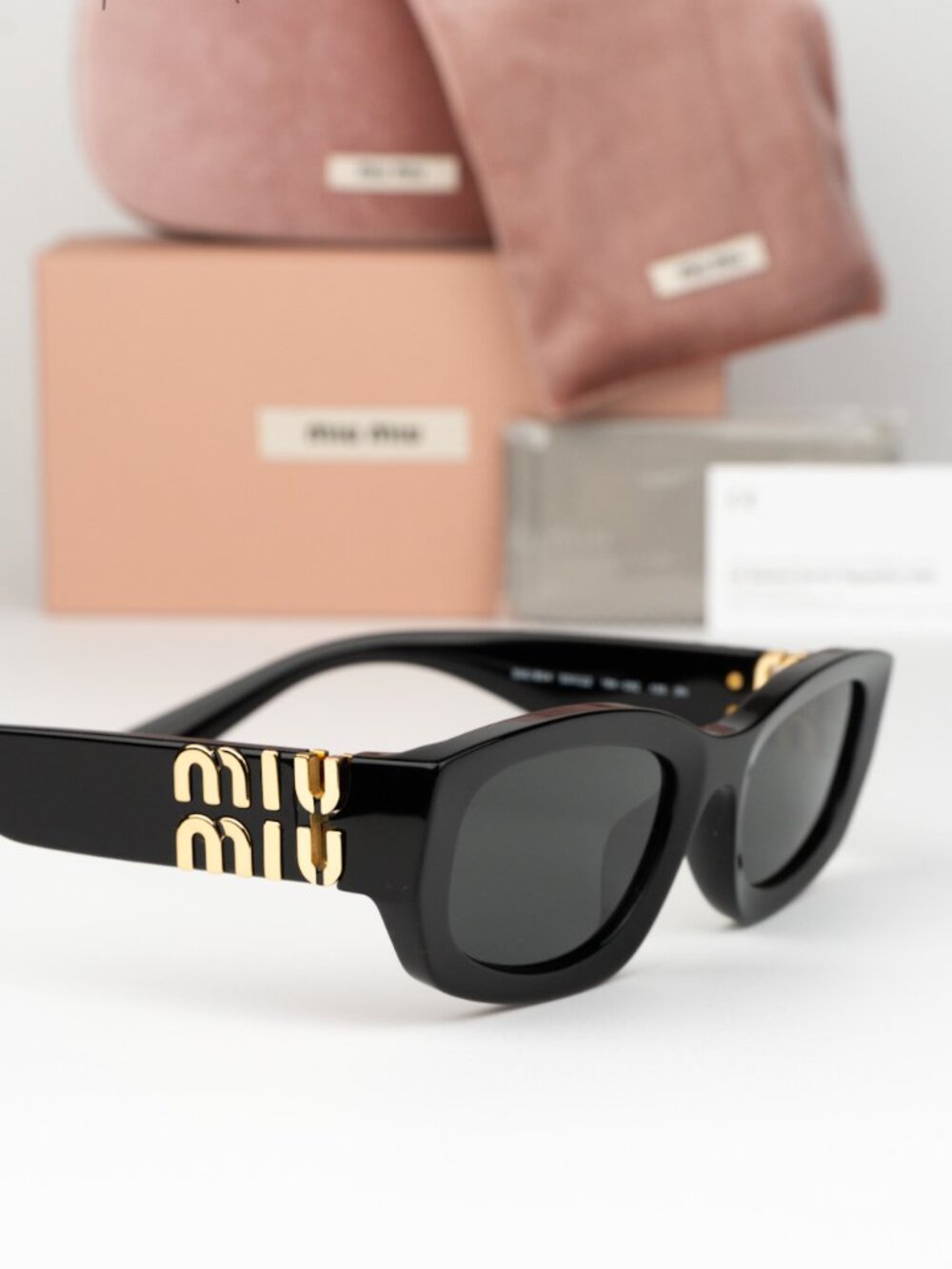 Miu Miu Women Sunglasses Black Grey Rectangle MUB04S 16K08Z NEW AUTHENTIC - Picture 3 of 10